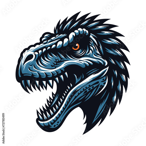 Wild beast animal raptor dinosaur head face vector design illustration, prehistoric dino flat design template isolated on white background