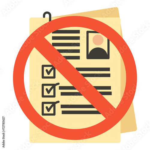Candidate or Employee Policy Violations vector icon design, Unemployment symbol, Economic stagnation sign, financial crisis stock illustration, Redundant Applications Curriculum Vitae Ban concept