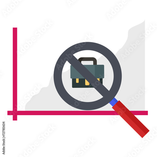graph depicts a decline New job opportunities are not emerging in the market concept, job finder  vector icon design, Unemployment symbol, Economic stagnation sign, financial crisis stock illustration