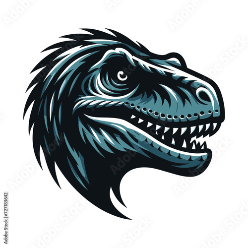 Wild beast animal raptor dinosaur head face vector design illustration, prehistoric dino flat design template isolated on white background