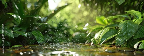 The enchanting beauty of natural leaves adorned with delicate water droplets  a hallmark of nature s serenity.