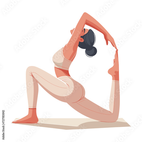 Woman in yoga meditation pose vector illustration, good mental health yoga lifestyle and selfcare flat design style template isolated on white background