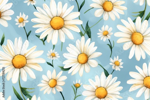 Seamless pattern background with camomiles