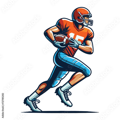 American football player men athlete vector illustration, colorful style American football rugby game male player design template isolated on white background