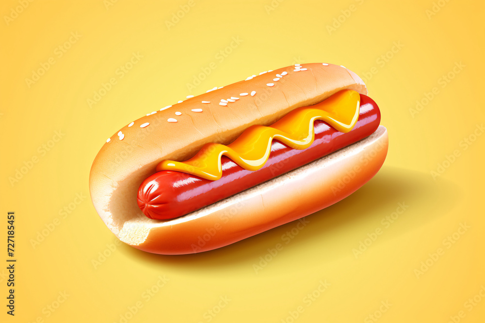 Gourmet ham cheese hot dog 3d element, healthy gourmet snack concept illustration Gourmet ham cheese hot dog 3d element, healthy gourmet snack concept illustration