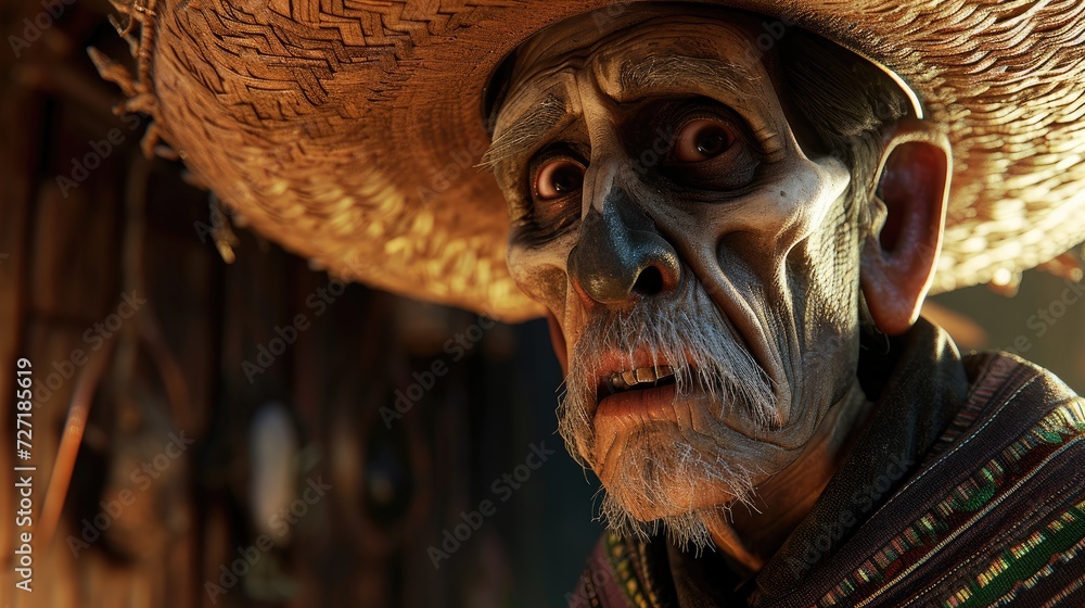 Smiling Man in Sombrero Making a Funny Face With a Goofy Expression, Chico De Mayo Smiling Man in Sombrero Making a Funny Face With a Goofy Expression, Chico De Mayo