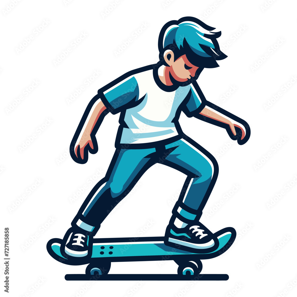 happy cute little kid boy playing skateboard vector illustration, boy skater design template isolated on white background happy cute little kid boy playing skateboard vector illustration, boy skater design template isolated on white background
