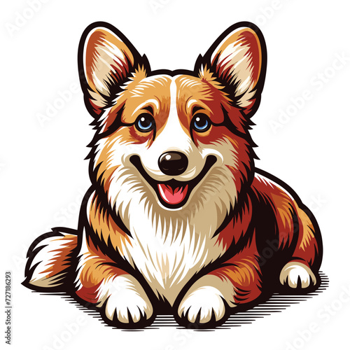 Cute adorable corgi dog cartoon character vector illustration, funny pet animal corgi puppy flat design mascot template isolated on white background