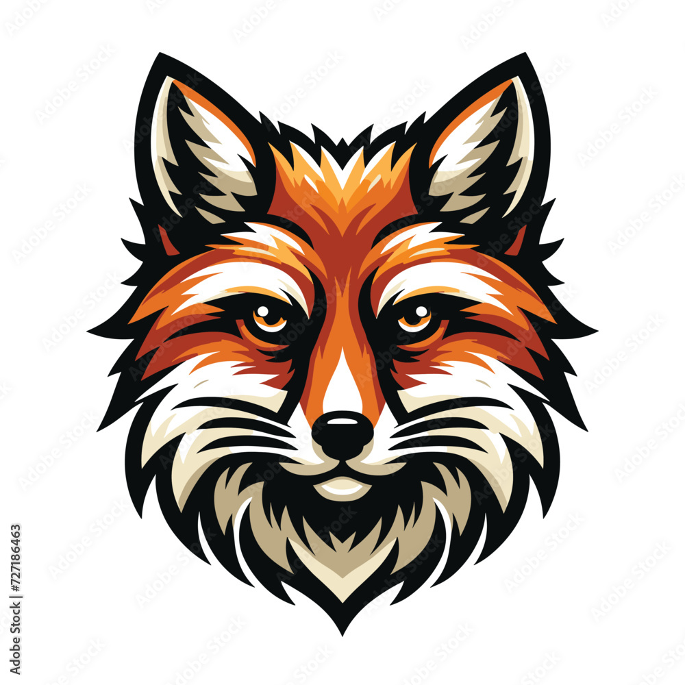 Wild animal red fox vulpa head face design vector, zoology illustration, foxy flat design template isolated on white background Wild animal red fox vulpa head face design vector, zoology illustration, foxy flat design template isolated on white background