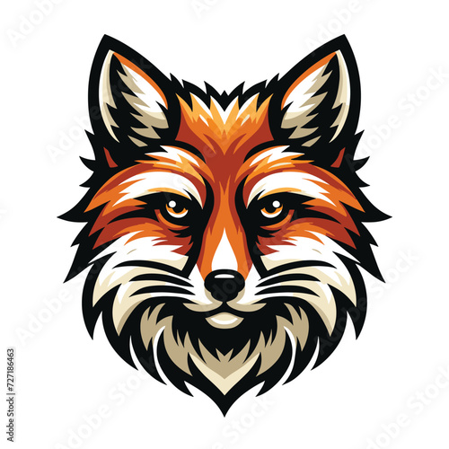 Wild animal red fox vulpa head face design vector, zoology illustration, foxy flat design template isolated on white background