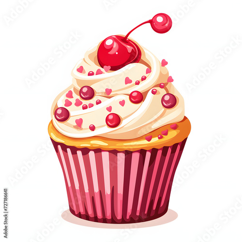 Cupcake isolated on white background  simple style  png 