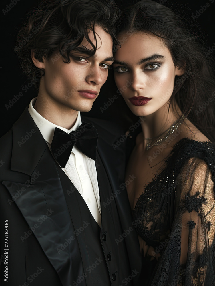 Beautiful caucasian couple dressed for a ball Beautiful caucasian couple dressed for a ball