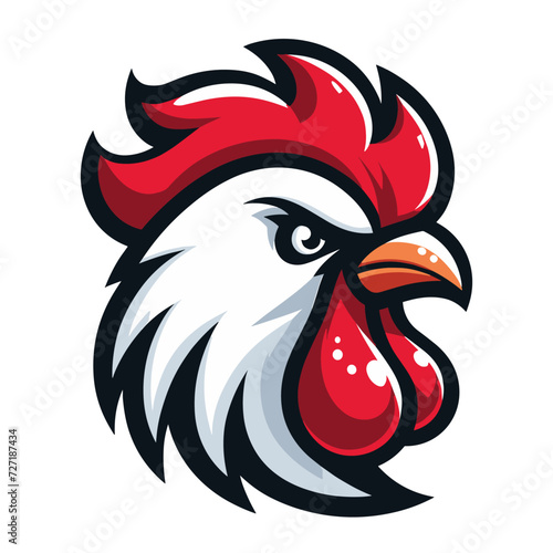 Chicken rooster head face mascot sport logo design. Chicken head emblem design vector illustration isolated on white background