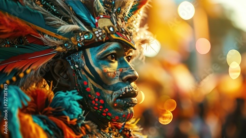 Smiling Woman With Colorful Headdress, Carnival
