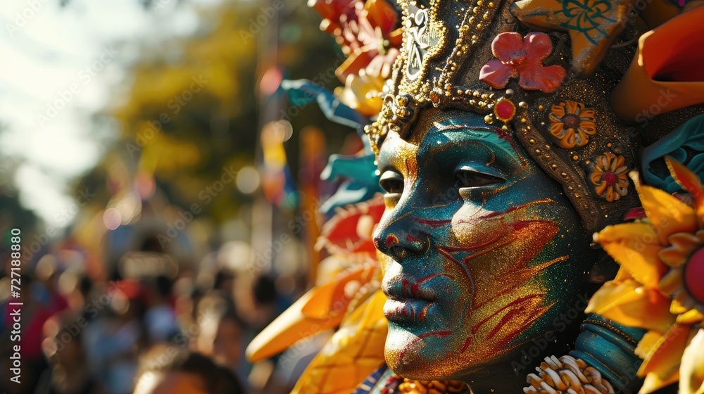 Close Up of Person Wearing Protective Mask for Health and Safety, Carnival