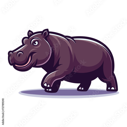 Wild animal hippopotamus design vector, zoology illustration, hippo flat design template isolated on white background