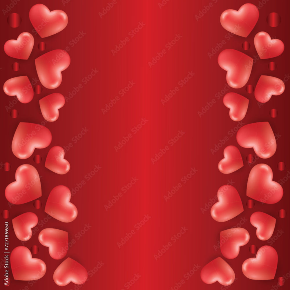 red Heart shapes for valentines day background. Valentines Day Heart Background.