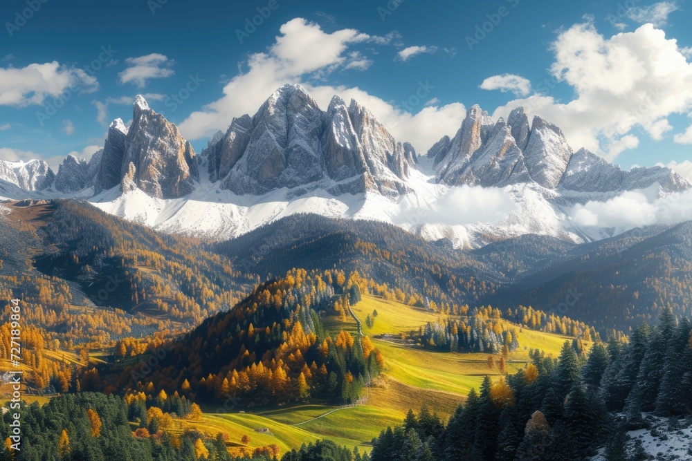 Colorful mountain landscape in South Tyrol  Italy.