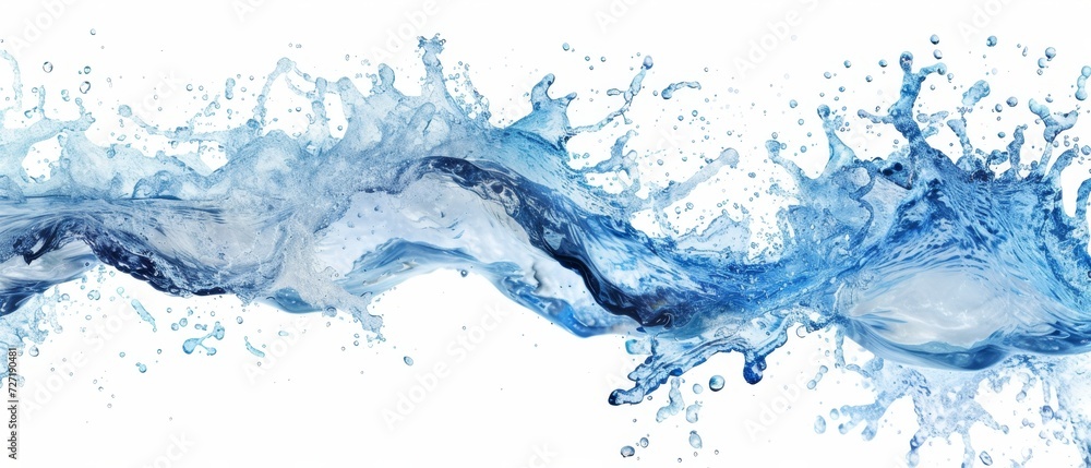 Blue water wave splashing on a white background. Wallpaper. Banner. Backdrop Blue water wave splashing on a white background. Wallpaper. Banner. Backdrop