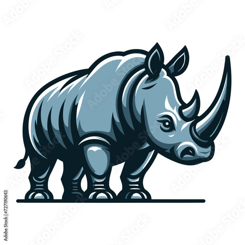 African savannah standing rhinoceros vector design  zoology illustration  wild animal rhino logo template isolated on white background