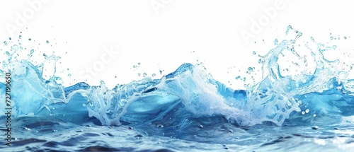 Blue water wave splashing on a white background. Wallpaper. Banner. Backdrop
