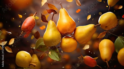 pattern Composition with flying Pear Orange