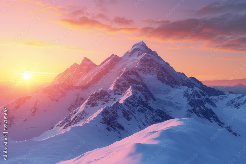 Sunrise over snow capped mountains Sunrise over snow capped mountains