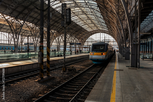 Photography View of Main railway station in the Prague, Czech Republic.