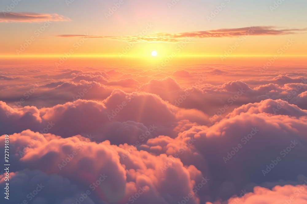 Beautiful sky over clouds at sunset time