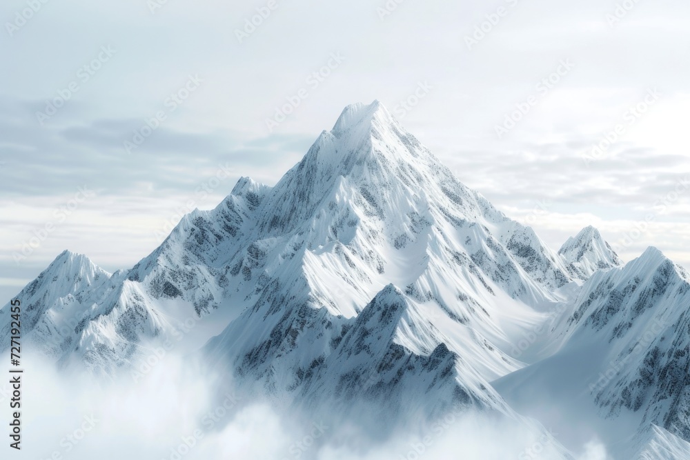 3 mountain peak snow in winter Alp landscape