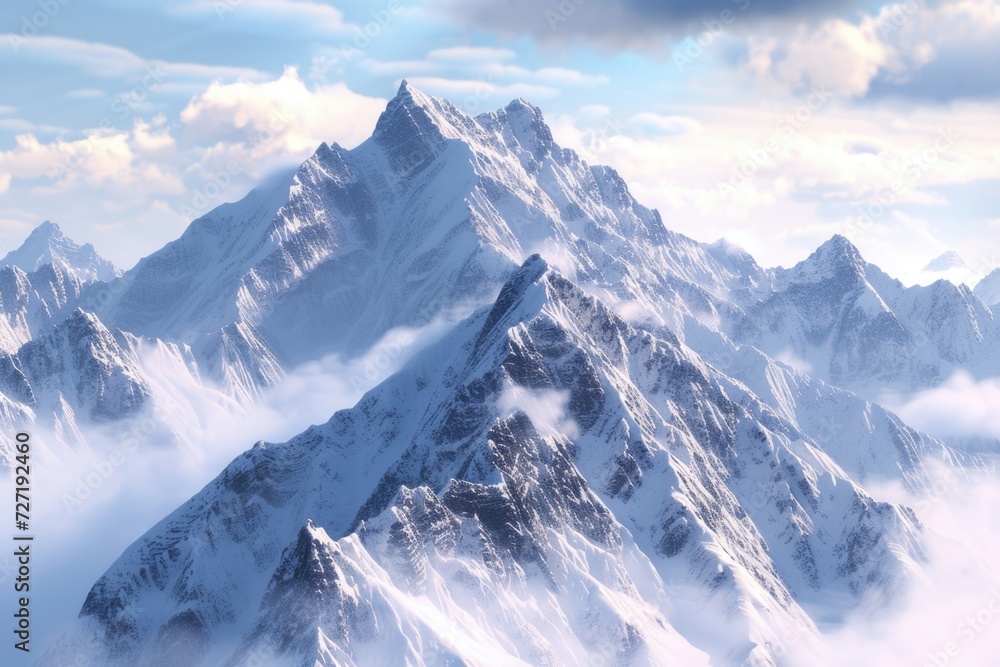 3 mountain peak snow in winter Alp landscape 3 mountain peak snow in winter Alp landscape