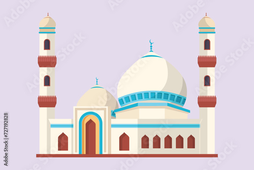 Kabaah alharam and mosque concept. Colored flat vector illustration isolated. photo