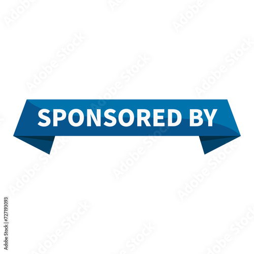 Sponsored By Text In Blue Ribbon Rectangle Shape For Information Announcement Business Marketing Social Media
