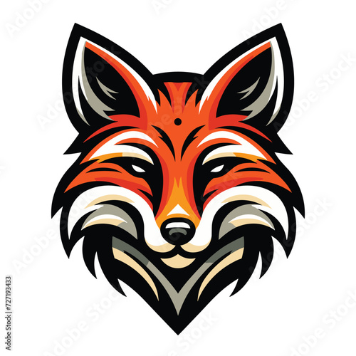 Cute adorable fox head face cartoon character vector illustration, funny wolf foxy flat design template isolated on white background