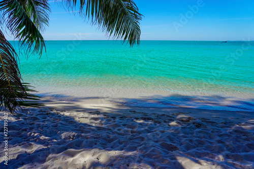 Beach in southeast asia. Palm trees and blue sea  heavenly place