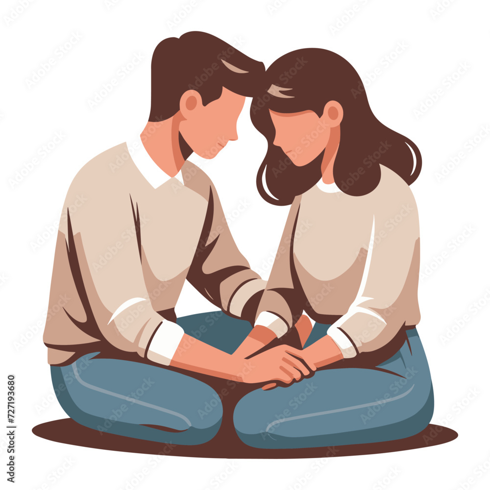 Romantic couple lovers vector illustration, Happy young male female couple together, wife and husband loving relationships. Flat design illustration isolated on white background Romantic couple lovers vector illustration, Happy young male female couple together, wife and husband loving relationships. Flat design illustration isolated on white background