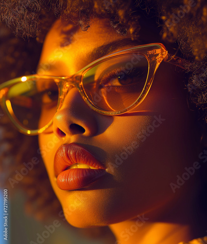 portrait of beautiful african american woman from 1980,ai