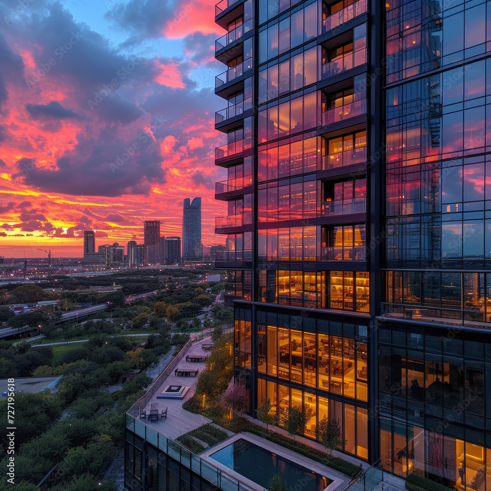 Fototapeta premium Swanky Downtown High-Rise at Sunset