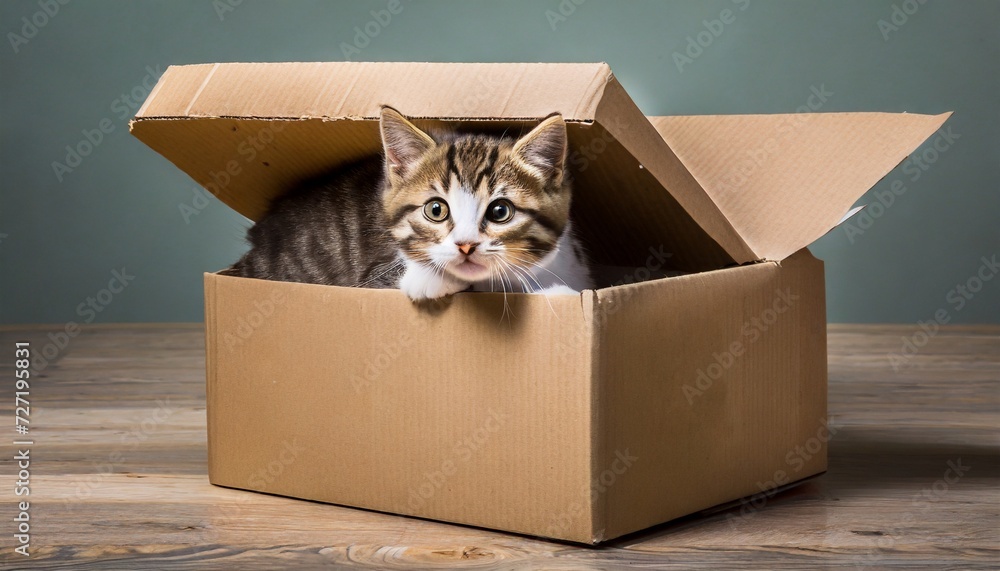cardboard box with a cat