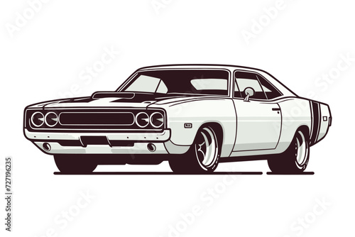 Wallpaper Mural Vintage American muscle car vector illustration, classic retro custom muscle car design template isolated on white background Torontodigital.ca