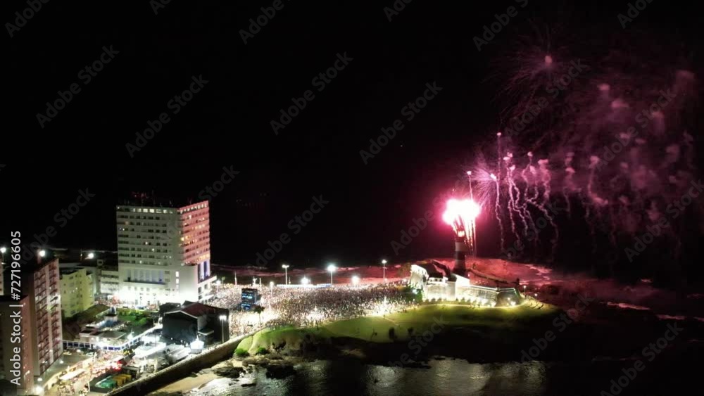 Spinning around fireworks show at night during city festival in Salvador, Brazil Spinning around fireworks show at night during city festival in Salvador, Brazil