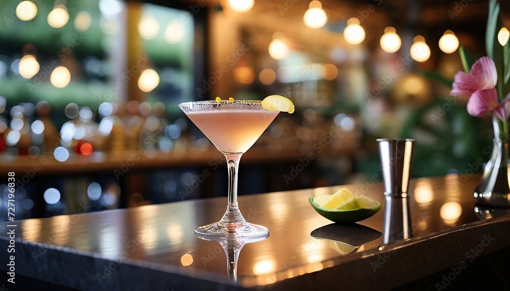 martini cocktail on counter bar