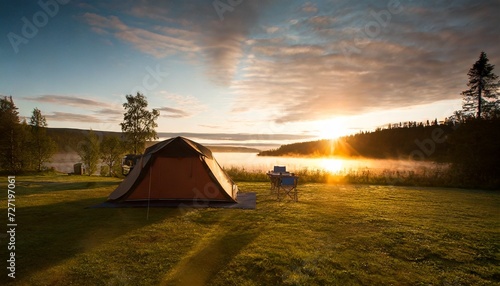sunrise at camping in northern sweden