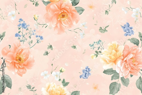 pastel-themed digital paper with delicate floral illustrations