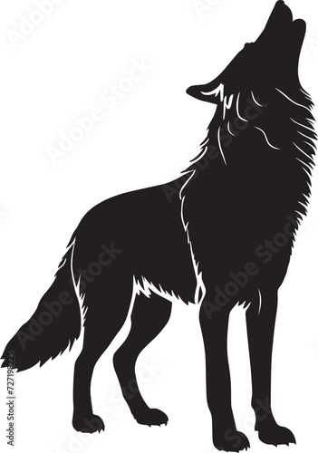A Wolf Howling Silhouette Illustration