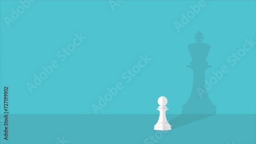 Dream big. Vector chess pawn with shadow of the king photo