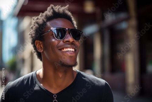 Young African American man with sunglasses © luismolinero