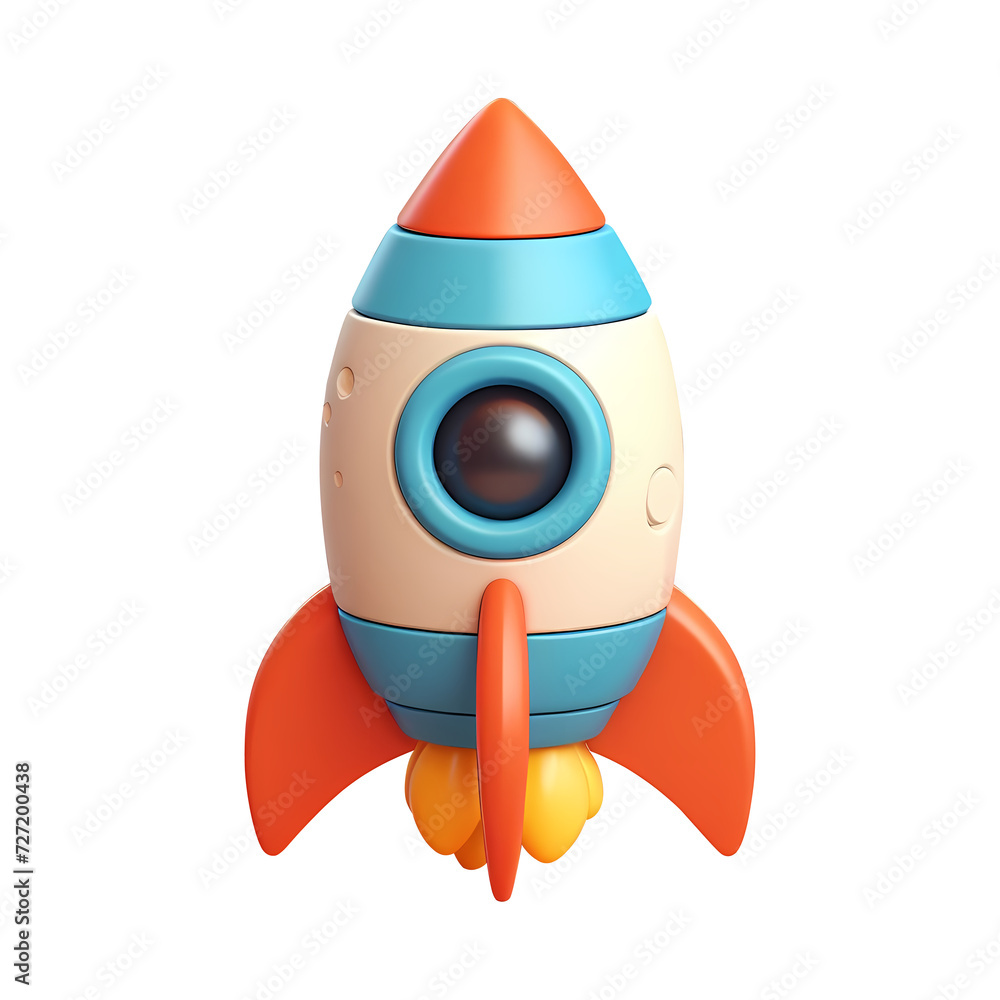 3d cartoon rocket in space. Realistic 3d high quality isolated render 3d cartoon rocket in space. Realistic 3d high quality isolated render