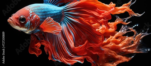 Ornamental betta fish close up, isolated with the appearance of a large aquarium photo