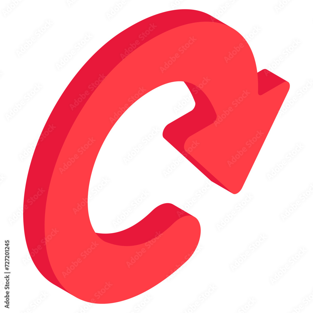 An isometric design icon of reload arrow An isometric design icon of reload arrow